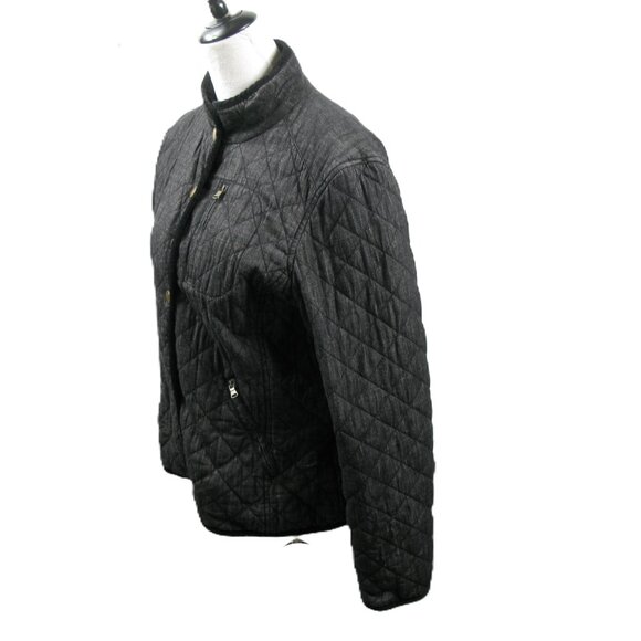 Lauren Ralph Lauren Black Matte Zip/Snap Quilted Jacket Size Large - Picture 3 of 8